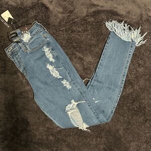 Distressed Blue Jeans - FashionNova